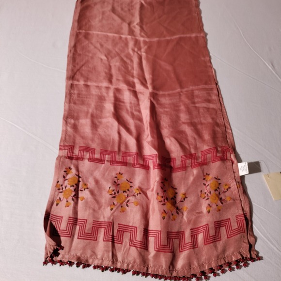 Amos Handcrafted For You Scarf Peach Colored Silk Scarf with Beads - Imperfect - Picture 2 of 16